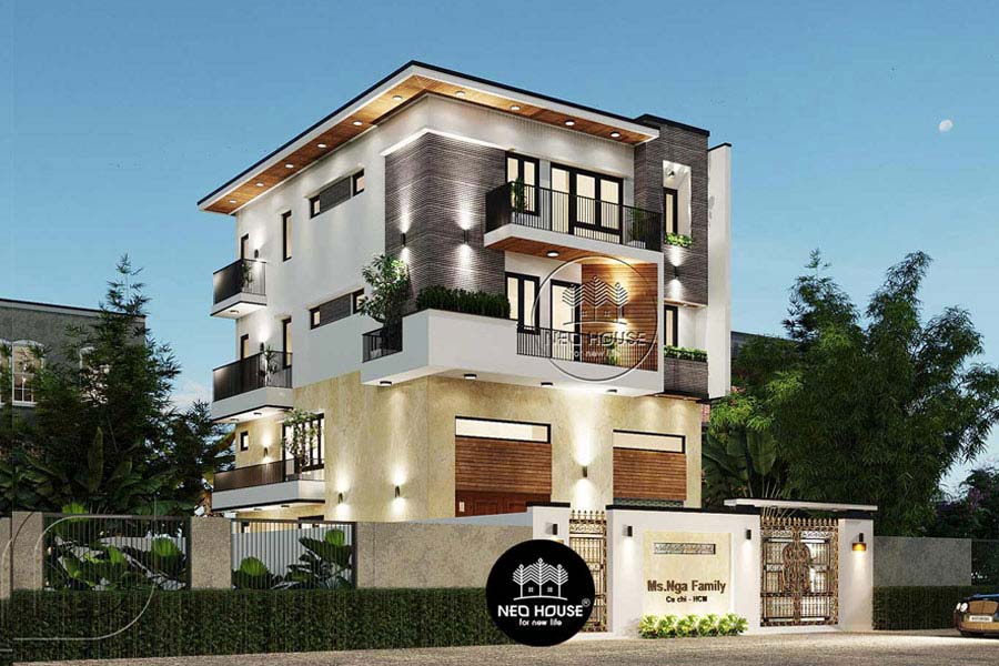 Full Hồ Sơ Mẫu Thiết Kế Biệt Thự 3 Tầng Mặt Tiền 9m Hiện Đại – BT29