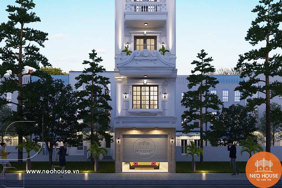 Tư Vấn Thiết Kế Nhà Phố 5 Tầng 1 Tum Tân Cổ Điển 4m Tại Hà Nội – NP82