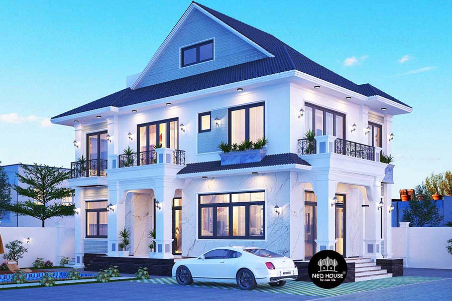 Thiết Kế Nhà Biệt Thự Mái Thái 2 Tầng 4 Phòng Ngủ 9x14m Tại HCM – BT32